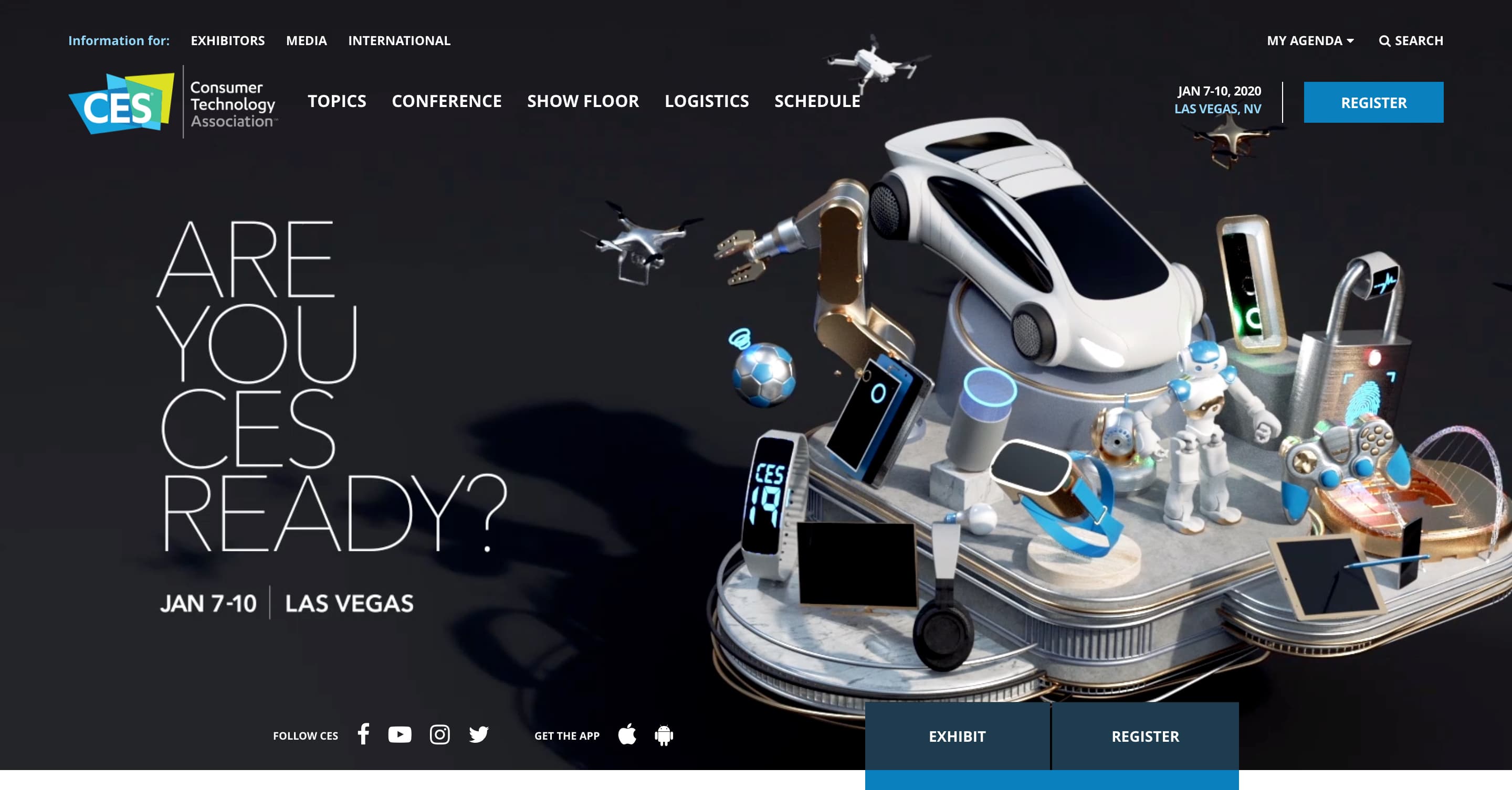 A screenshot of the CES website