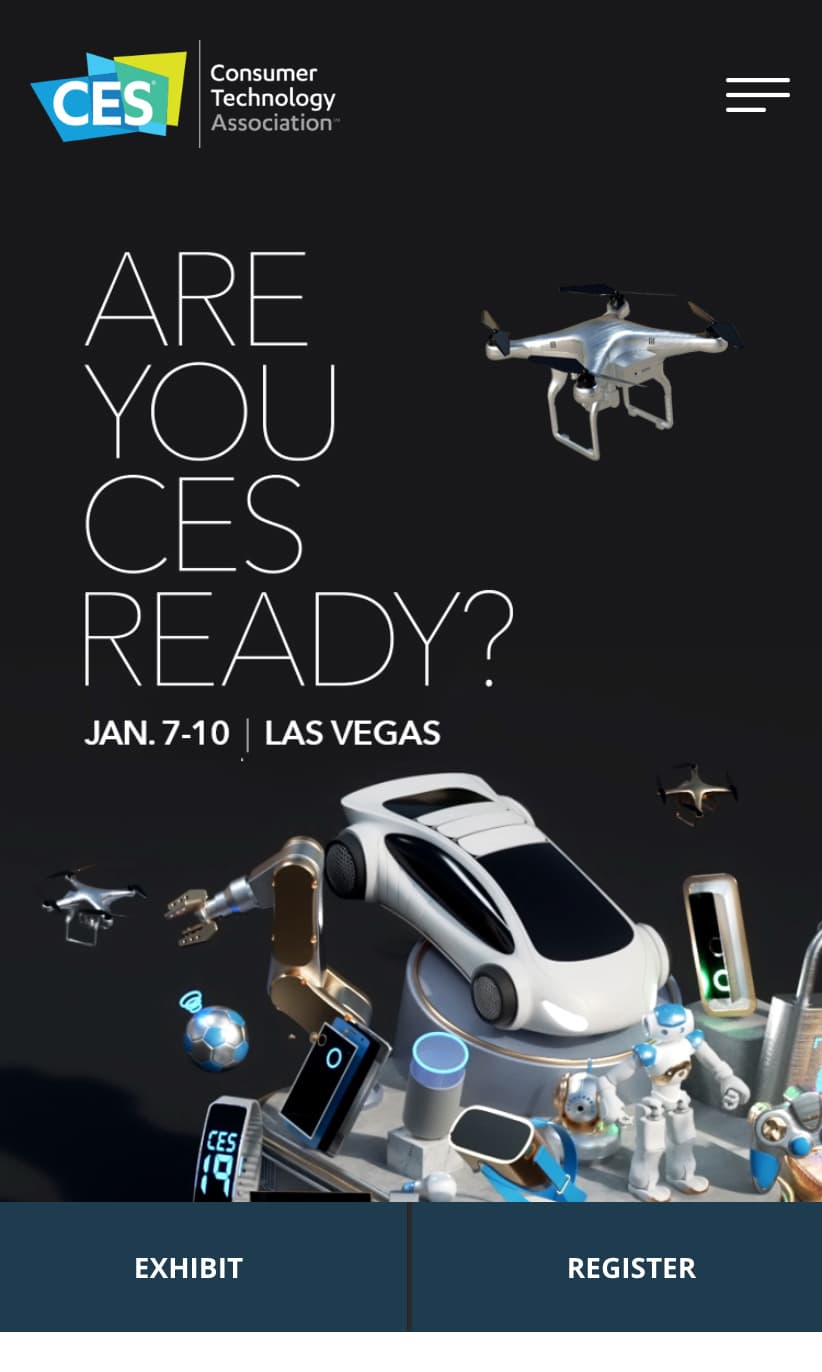 A screenshot of the CES website